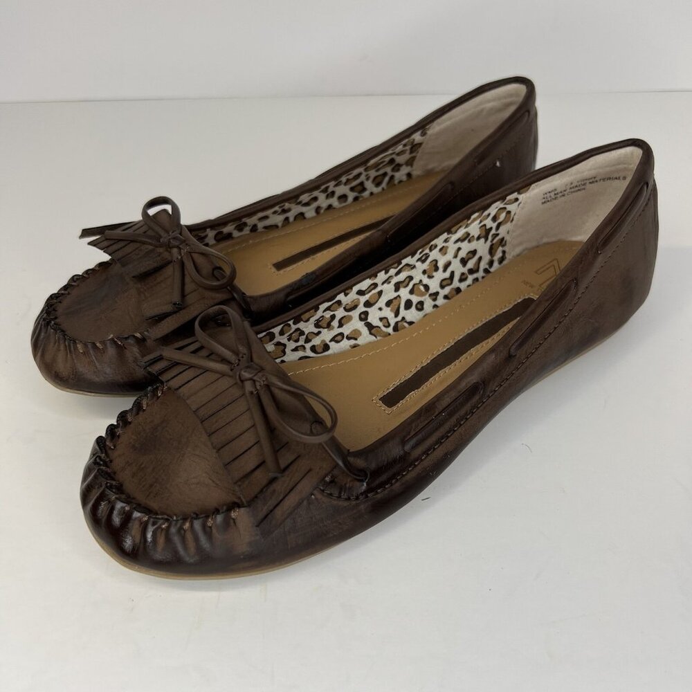 New Direction Victory Brown Faux Leather Flats Slip-On Women's Size 7.5 Loafers